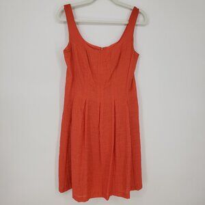 3/$25 Nine West Fit and Flare Dress 8 Sleeveless Sundress Pleated Orange